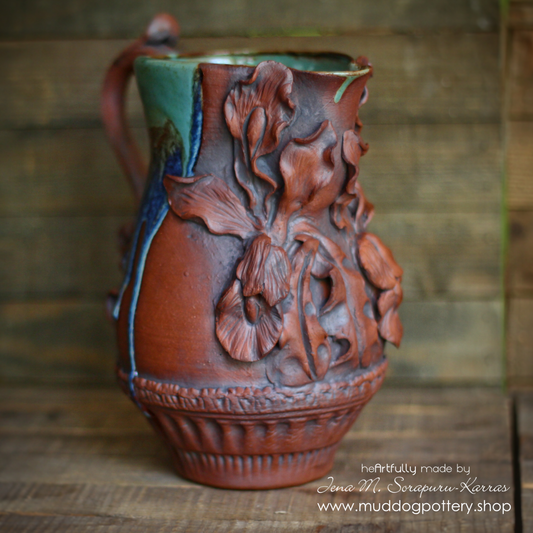 Louisiana Iris Pitcher with Ornate Spout (The Creole Courtyard Collection)