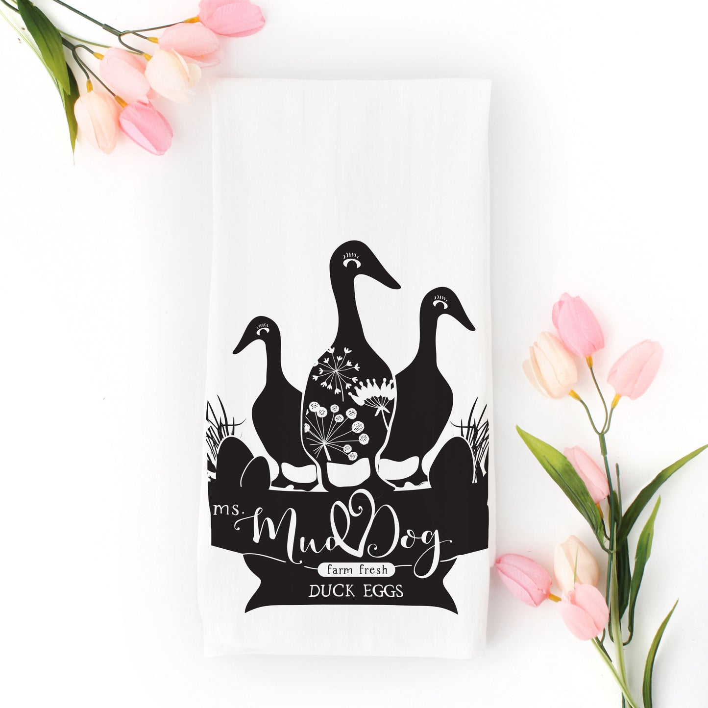 Miss Mud Dog Farm Fresh Duck Eggs Tea Towel