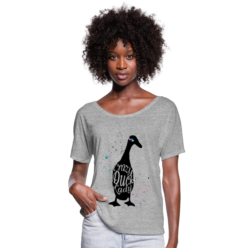 Crazy Duck Lady | Women’s Flowy T-Shirt - heather gray